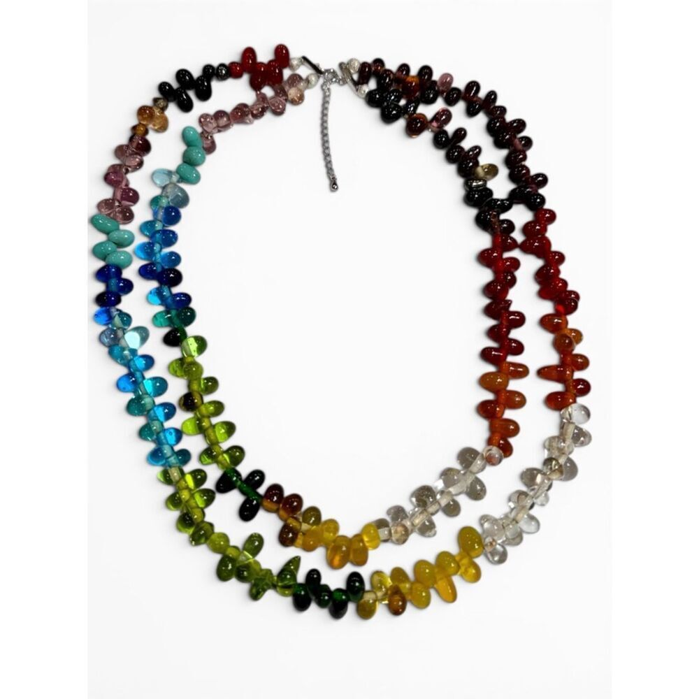 New One of a Kind Handmade Briolette Natural Stone Double Strand Necklace .925